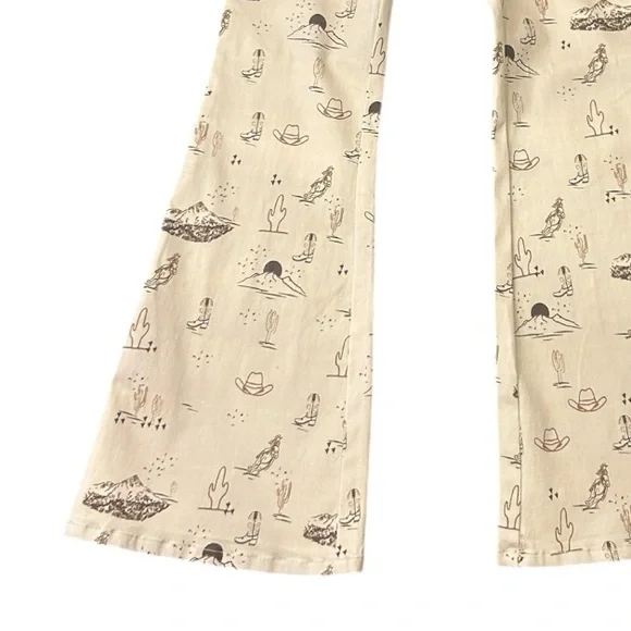 Rockin’ C Western Print Pull-on Stretch Bell Bottom Pants Size Medium - Picture 11 of 11